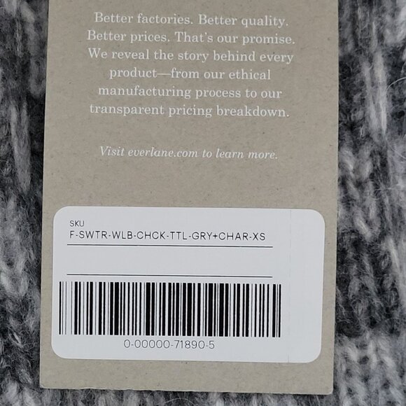 Everlane The Cloud Checkered Turtleneck Sweater XS Gary Merino Wool Alpaca NWT - Picture 7 of 8